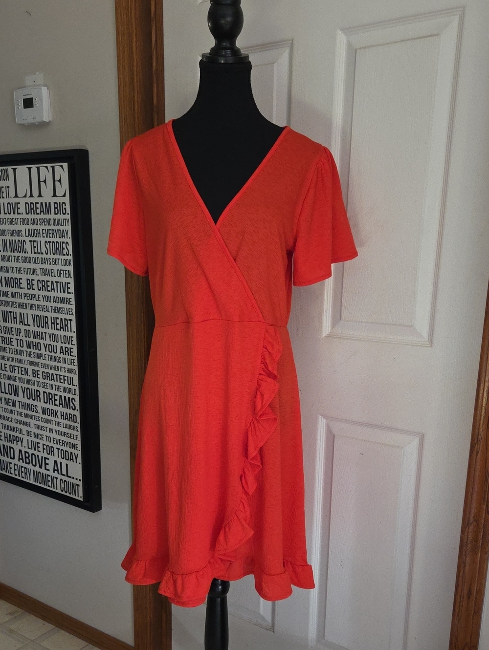 Women's Red Ruffle Wrap Dress